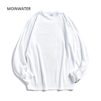 MOINWATER Leapord Tlač Ženy, Nový Bežné Tees Biela Čierna Bavlna tričká Pani Móda Dlhý Rukáv T-shirt Žena Topy MLT2013