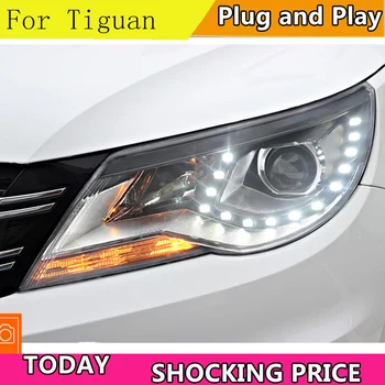 Auto Styling pre VW Tiguan Svetlomety 2009 Roky 2010-2012 Tiguan LED Reflektor DRL Bi Xenon Šošovky, Vysoká Nízka Lúč Parkovanie Hmlové Svietidlo