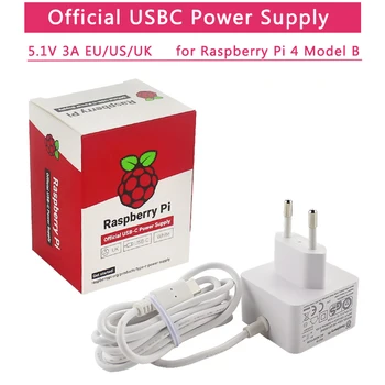 Raspberry Pi 4 Úradný USB-C Napájací Adaptér 5.1 V 3A Napájanie 1,5 m 18 AWG Kábel sieťový Nabíjač pre Raspberry Pi 4 Model B