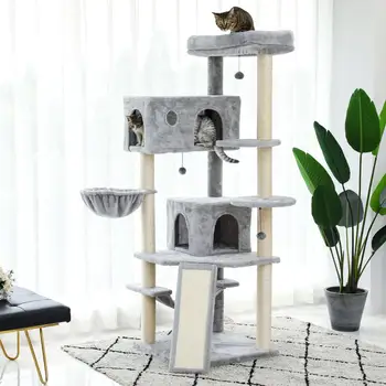 Mačka, Strom Moderné Cat Tower Hrajú s Plne Sisal Pokrýva Škrabanie Príspevkov Deluxe Byty a Veľký Priestor Kapsule Hniezdo