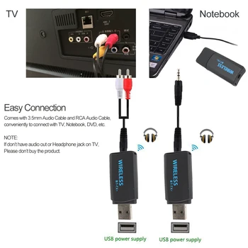 USB 3,5 MM Vysielač Bluetooth Inovovaná Verzia BT-TX1 4.2 Bezdrôtové Audio Music Adaptér Vysielač Pre TV, PC Plug and play