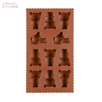 11 Otvor Roztomilý Medveď Čokoláda Formy Dve Formy Bear-tvarované Cukrovinky Jelly Silikónové Formy DIY Cake Decoration Nástroje Pečenie Príslušenstvo