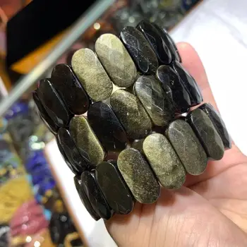 Prírodné zlatý obsidián kameň korálky náramok z prírodného kameňa náramok DIY šperky pre ženy, pre bohatstvo veľkoobchod !