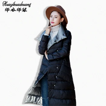 2020 dámske zimné oblečenie puffer zips dole kabát veľké veľkosti 4XL 5XL teplé veľké veľkosti, dlhé nadol bunda je možné Nosiť na oboch stranách