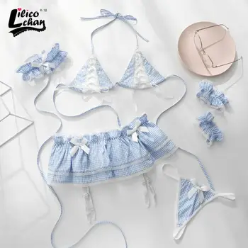 Sexy Spodnú Bielizeň Kawaii Modrá Erotické Oblečenie Pre Ženy Bikini Modrá Biele Námorník Školské Dievča ServantDress Anime Slúžka Cosplay Kostým