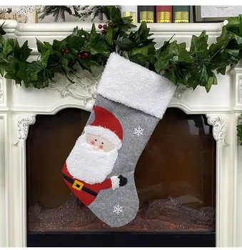 Sivá Vianočná Pančucha Santa Snehuliak Elk Ponožky Tvorivé Christms Darčeková Taška šťastné a Veselé Vianoce, Výzdoba pre Home 2020 Noel Natal