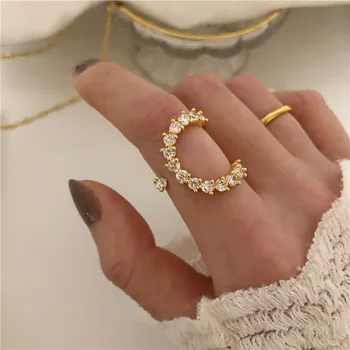Luxusný Dizajn Značky Gold Prst Prsteň Pre Ženy, Špeciálne Nepravidelný Geometrické Zirkón Krúžky Dievčatá Módne Šperky Strany Dary