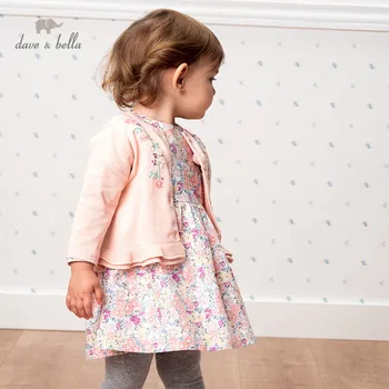 DBZ13685-1 dave bella jar dieťa dieťa dievčatá módne kvetinový ruched cardigan deti batoľa kabát deti roztomilý pletený sveter