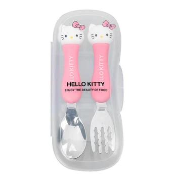 Originál Značky Autentické Hello Kitty Jedálenská Vidlička, Lyžica Deti Riad Roztomilý Kreslený Model Grip Lyžica Set Deti Narodeninám