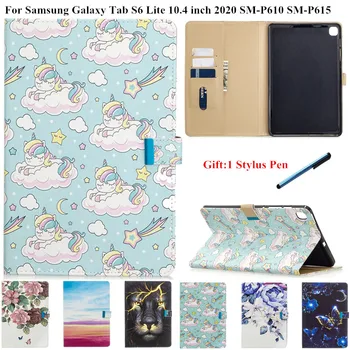Móda Kvet, Motýľ Maľované PU Kožené Tablet Kryt Ochrana puzdro Pre Galaxy Tab S6 Lite 10.4