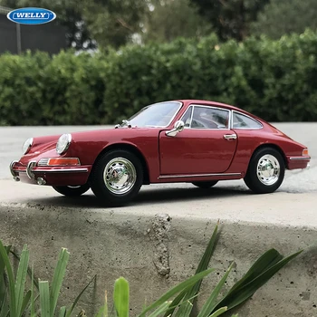 Well 1:24 1964 Porsche 911-Červené auto zliatiny auto model simulácie auto dekorácie kolekcie darček hračka lejacích model chlapec hračka
