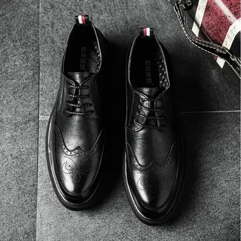 Nový Príchod Retro Bullock Dizajn Mužov Klasické Obchodné Formálne Topánky Ukázal Prst kožené topánky Mužov Oxford Šaty Topánky 669