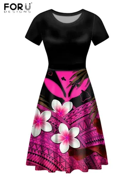FORUSEDIGNS Módny Trend Dlhých Party Šaty Pre Ženy, Havajská Plumeria S Polynesian Tlač Lady Krátke Rukávy Župan Mujer