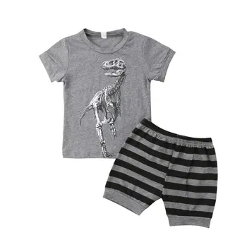 Chlapci Dinosaura Vzor Oblečenie Nastaviť Nové Módne Deti Chlapcov Zvierat Tlač Topy T-shirt Krátke Nohavice Deti Krátky Rukáv Oblečenie