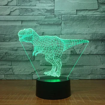 Tyrannosaurus Rex 3D Led Lampa 7 Farebné Nočné Lampy pre Deti Dotykový Led USB Tabuľka Lampara Lampe Dieťa Spí Nočného Poklesu Lode