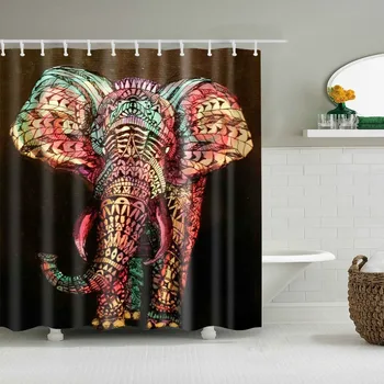 Zvieratá Afriky 3D Slon Vytlačené Kúpeľňa so Sprchou Záclony Frabic Nepremokavé Polyesterové Vaňa Záves S Háčikmi