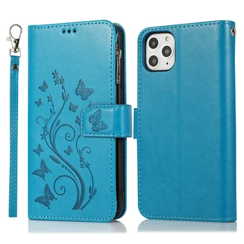 Kvet Flip Zips, Kožené Peňaženky 12 Mini puzdro Pre iPhone SE 2020 11 Pro X XS Max XR 6 s 7 8 Plus Magnetické Karty Kryt Telefónu Taška