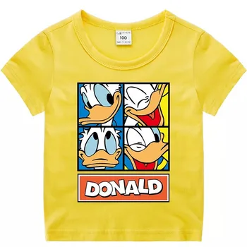 Disney Donald Duck Chlapci Dievča, T-Shirt Detské Letné Oblečenie Dieťa, Teenager, Karikatúra Tlače Deti T Tričko Batoľa Bežné Tees Topy