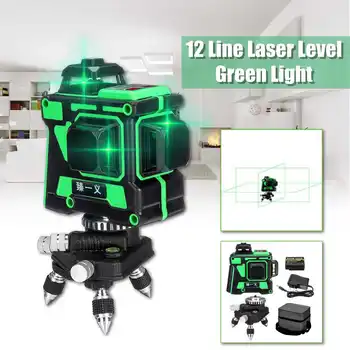 (Ru zásob) Laserové Úrovni 12 = 3D Self-Vyrovnanie 360 Horizontálne A Vertikálne Kríž Super Silný Zelený Laserový Lúč Súlade s Bag