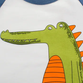 Nové Módne 2019 Jar A na Jeseň Deti, Chlapcov, Šaty Dinosaura Vzor Oblečenie tričko Dlhé rukávy O-krku Baby Chlapci Oblečenie