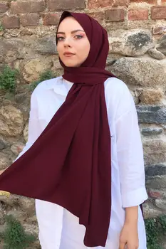 Ženy Móda Moslimských Scarfs Šatkou Hidžáb Turecko Bavlna Vytlačené Šatkou Bežné Vzorované 2020-2021 Burgundsko Medina Jej Hodvábna Šatka