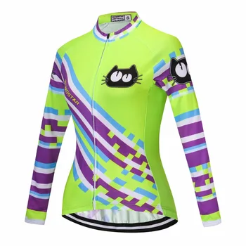 Mačky Cyklistické Long Sleeve Jersey WomenBicycle oblečenie Mtb Horský Bicykel Tričko Ropa Ciclismo športy, Blúzky, top priedušná Jeseň