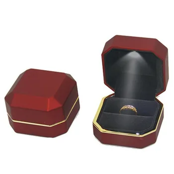 Osemhranné LED Svetlo, Krúžok Šperky Úložný Box Organizátor valentínske Darčeky Prípade Prenosné Šperky Organizátor Krúžok Box s LED Svietidlo