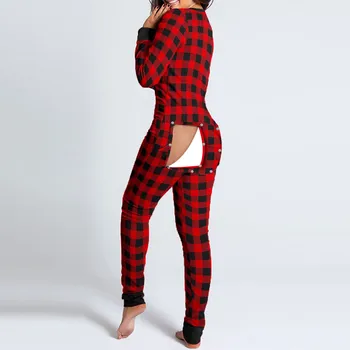2021 Módy Tlače Jumpsuit Ženy Elegantné Bežné Dlhý Rukáv Tlačidlo nadol Playsuit Sexy Duté Sa Remienky Pyžamá
