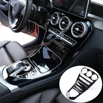Lesklý Čierny ABS Auto stredovej Konzoly Radenie Panel Kryt Výbava Pre Mercedes Benz C GLC Triedy W205 C180L C200L C300 GLC260 15-18 rokov
