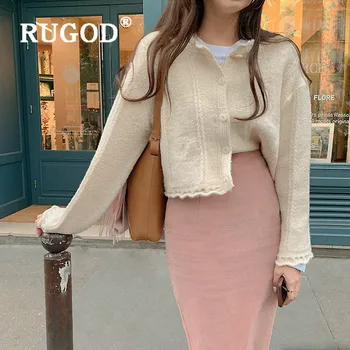 RUGOD Pevné Plodín Cardigan Duté-out Sveter Dámske Svetre 2019 Zimné Topy Pre Ženy Knitwear Módne 2020 Kpop Oblečenie