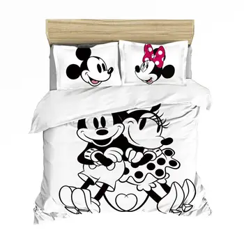 Mickey Mouse posteľná bielizeň Nastaviť Vianočný Darček Mäkké domáci Textil, Spálňa Twin Dvojité Kráľovná King size Detí Pár Študent posteľ nastaviť