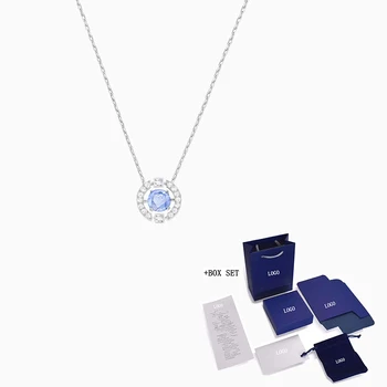 Móda SWA Nové ŠUMIVÉ TANEČNÉ KOLO Náhrdelník Jemné A Dynamické Kolo Dekorácie Modré Crystal Ženy Elegantné Šperky Darček
