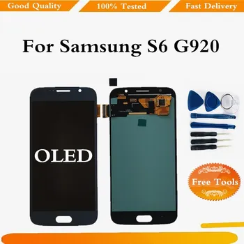 OLED LCD Samsung S6 G920 LCD Displej Dotykový Panel Digitalizátorom. Pre Samsung Galaxy S6 G920F Displej Pre Samsung S6