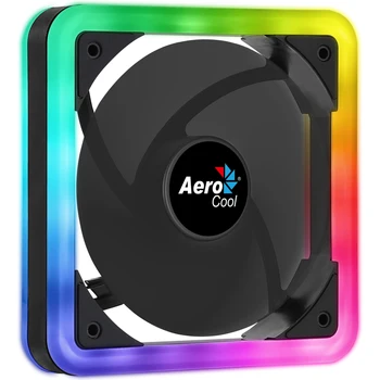 Aerocool OKRAJ, ventilátor 14 cm ARGB, PC Herný fanúšik, zakrivené čepele, anti-vibračná podložky