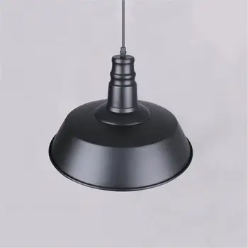 Vintage čierna E27 Prívesok lampa Edison prívesok svetlá Retro visí lampe Svietidlo Priemyselné D26cm kovový odtieň osvetlenie lamparas