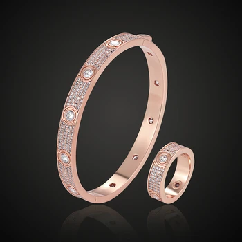 LanRuiSha luxusné značky plný micro pave nastavenie zirkón láska je náramok s prsteň klasické náramok módne šperky pre everbody