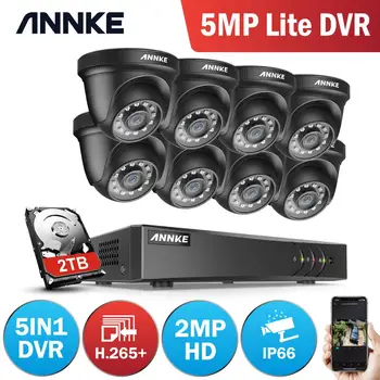 ANNKE 1080N CCTV Kamery, DVR Systém 8pcs Nepremokavé 2.0 MP HD-TVI Black Dome Kamery Domáce Video Dohľad Auta Detekcia Pohybu