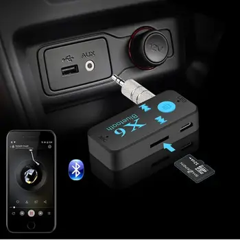 X6 bluetooth hands-free hovoru 5.0 auto bluetooth audio prijímač, adaptér môže byť vložený do TF kartu, AUX headset MP3 prehrávač hudby