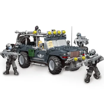 WW2 Série Vojenskej služby Mini SWAT Jeep Auto Soliders Údaje Armáda Zbrane Zbrane Stanovuje Model Stavebné Bloky Model Bábiky Tehly Auta