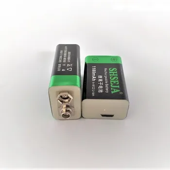 9V lítium li-po li-ion nabíjateľnú batériu 1180mAh 9V batérie, USB