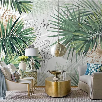 Vlastné 3D nástennú maľbu Moderné Ručne Maľované Tropické Rastliny dažďového Pralesa Palmové Listy Foto Tapety, Obývacia Izba, Spálňa Decor Fresco