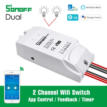 Sonoff 2CH Dual Wifi Prepínať APLIKÁCIE Ovládanie 2 Kanálový Reléový Modul Smart Home Automation 16A Pracovať S Alexa