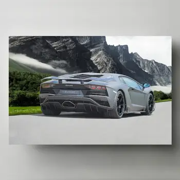 Modulárny Plátno HD Výtlačkov Obrázkov Múr Umenia Maľby Domova Aventador je Čierna Auto Zozadu Plagáty Pre Obývacia Izba Č Rámovanie