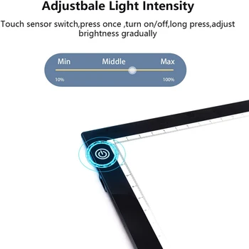 A4 A3 LED Box Tracer Kreslenie Kópiu Doska s mierkou a Magnet Ultra-Tenké Stmievateľné USB Powered Svetlo Tablety Digitálne Pad