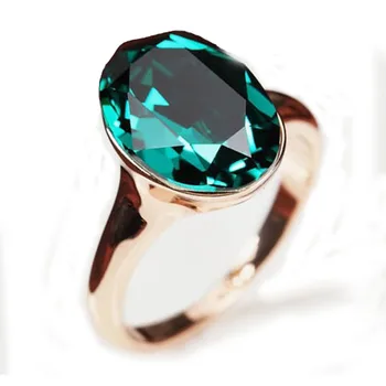 MOONROCY Crystal Prstene, Šperky Veľkoobchod ružové Zlato Zelená Farba crystal Trendy pre Ženy Strany snubný Prsteň Darček