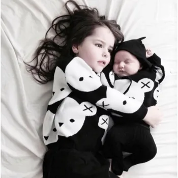 Deti Baby Jar Zimná Bunda 1-5 Rokov Dievčatá Zrastov Coats Chlapec Outwear Dlhý Rukáv Chlapec Dievča Medveď Biely Sveter Čiernej Panda Svetre