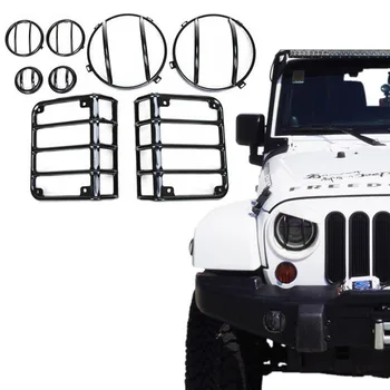 Pre 07-17 Jeep Wrangler JK Čierne Stráže Zahŕňa Kit 8 Sady 7inch Predné Svetlomety, Zadné zadné svetlo Predné Zase signál Pokrýva