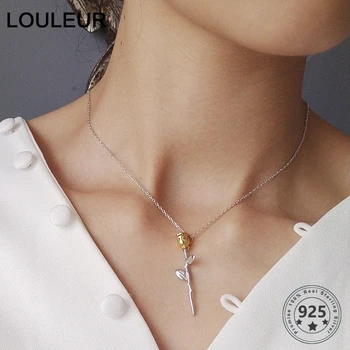 LouLeur 925 sterling silver rose kvety, prívesky, náhrdelníky malý Princ ruže, kvety módny náhrdelník pre ženy, prívesky, šperky