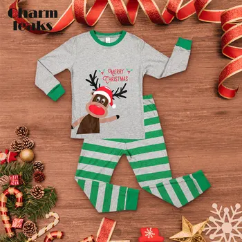 Charmleaks Deti Vianočné Pyžamo Nastaviť Dlhý Rukáv New Vianoce Sleepwear Deti Koži-priateľský Odev Dieťa oblečenie pre voľný čas Nastaviť 2-7 Rokov