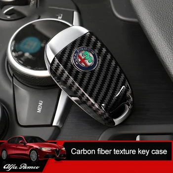 QHCP ABS Uhlíkových Vlákien Kľúča Vozidla Shell Fob Kryt Smart Remote Tlačidlo Prípade Držiteľ Ochranné vhodné Na Alfa Romeo Giulia/Stelvio